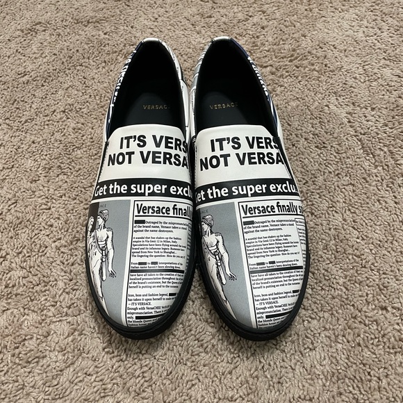 Versace Other - NWOT Versace Mens Slip on Newspaper Edition